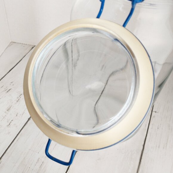 Anchor Hocking Bail Lid Glass Jar Vtg Wire Bale Storage Canister 90s Kitchenalia - Picture 5 of 11